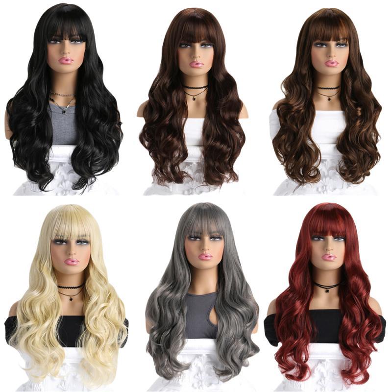 Bangs fluffy long curly hair synthetic fiber wig-XIUNI-KW-021