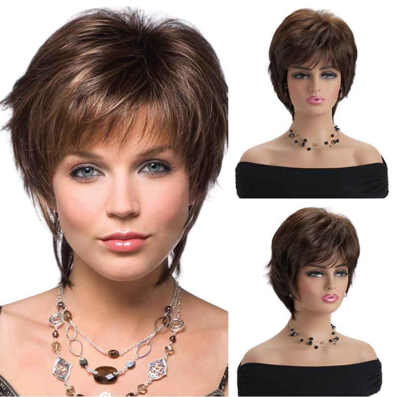 Caucasian short brown wig-XIUNI-WIG-006