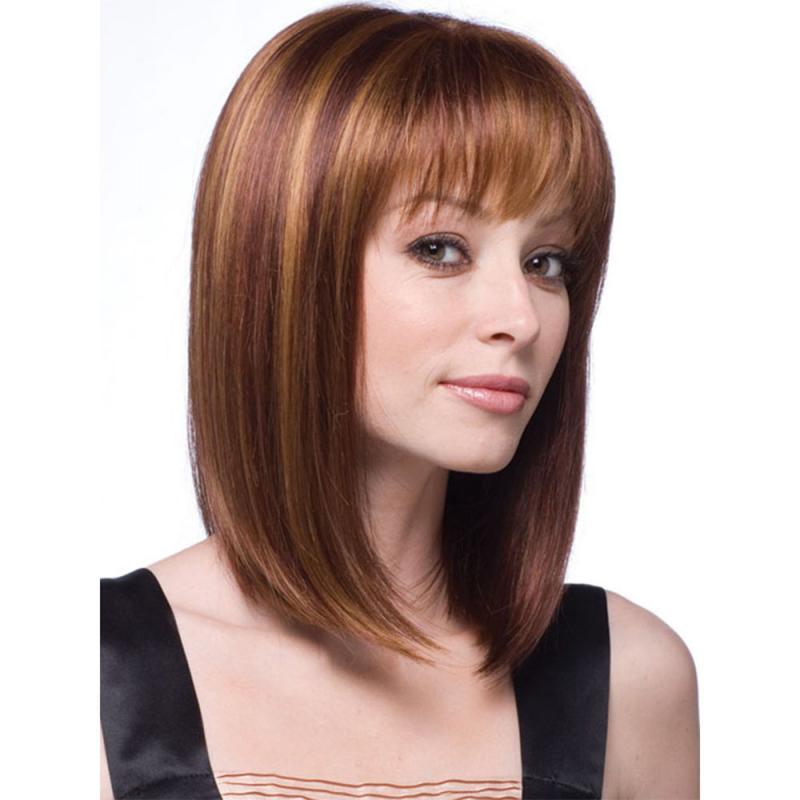 Medium length straight hair wig synthetic fiber wig-XIUNI-WIG-010