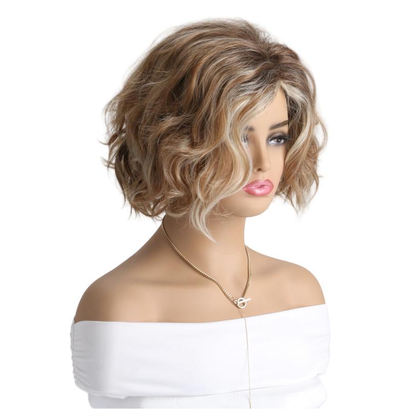 Short Curly Hair Mixed Brown Wig-XIUNI-WIG-017B