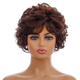 Wigs Hot Sale | Synthetic Wigs,Lacerealistic Fluffy Short Hair Curly Brown Personality Wigs