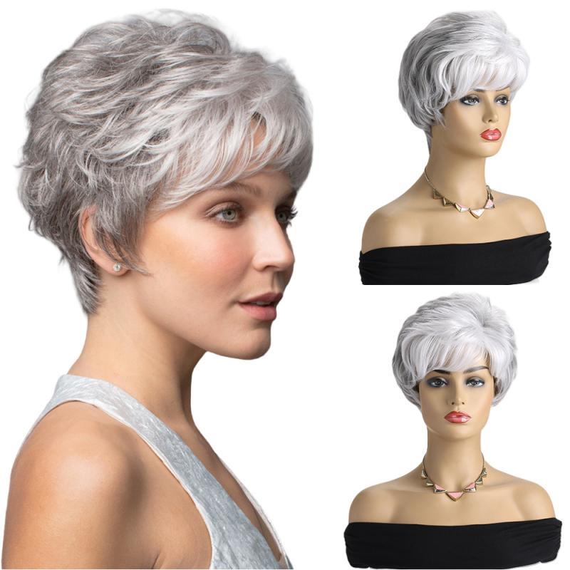 Women's short curly wig with bangs-Wig-175