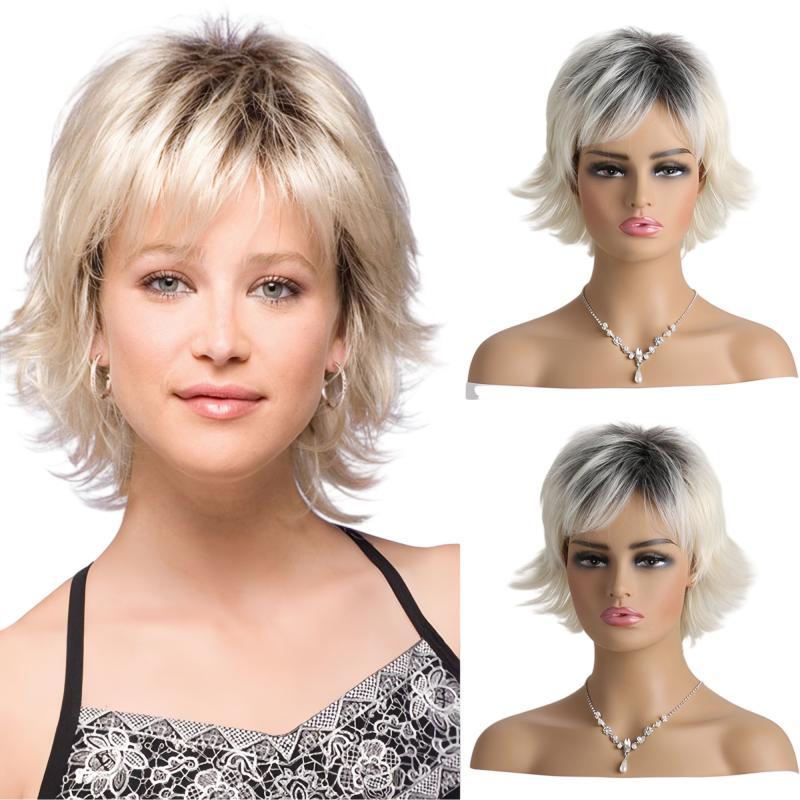 Women's wig side bangs fluffy short curly hair-XIUNI-Wig-246