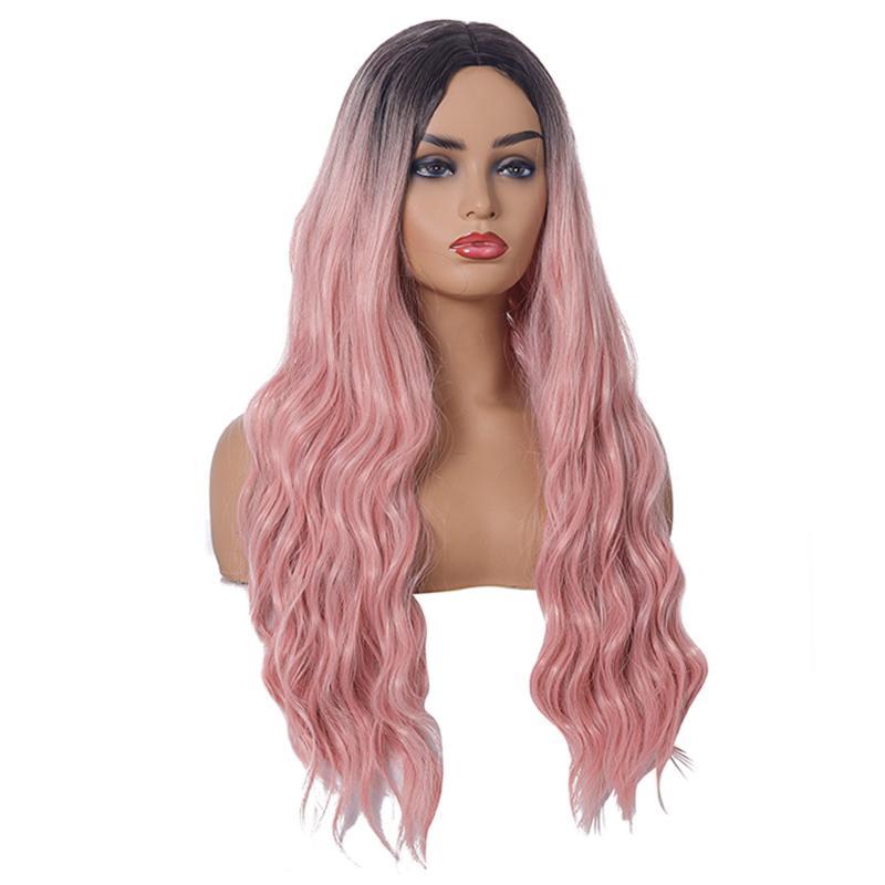 Women's wigs, wavy curly wigs-Wig-345Pink