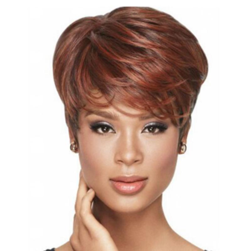 Wigs Hot Sale | Synthetic Wigs, Realistic Short Hair Straight Hair Brown Personality Wig