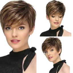 Wigs Hot Sale, Lace Wigs,Short Straight Wig Synthetic Women Haircut Natural Hair Wig