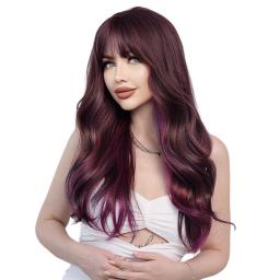 Wigs Hot Sale | WOMENS WIGS,Purple Wavy Wigs,HD Transparent Lace Front Wig,Synthetic Wigs