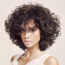 Wigs Hot Sale | Womens Fashion Wig | Wavy Synthetic Hair Wig, Dark Brown Short Curly Wigs With Bangs