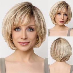 Wigs Hot Sale | Womens Fashion Wig | Synthetic Hair Short Layered Straight Blonde Wig For White Women