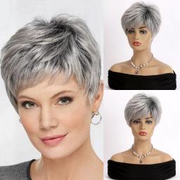 Wigs Hot Sale | Womens Fashion Wig,Short Synthetic Wigs With Bangs,Heat Resistant Mommy Wig