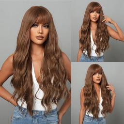 Wigs Hot Sale | Women's Wigs | Synthetic Wigs With Bangs, Long Natural Wavy Hair Wigs For Women