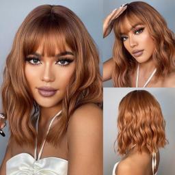 Wigs Hot Sale | Women's Wigs | Synthetic Wigs With Bangs,Natural Bob Daily Hair Wigs For Women Heat Resistant