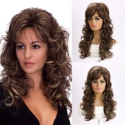 Wigs Hot Sale | WOMEN'S WIGS | Long Curly Synthetic Hair Wigs For Women,Wave Wigs With Bang For Women